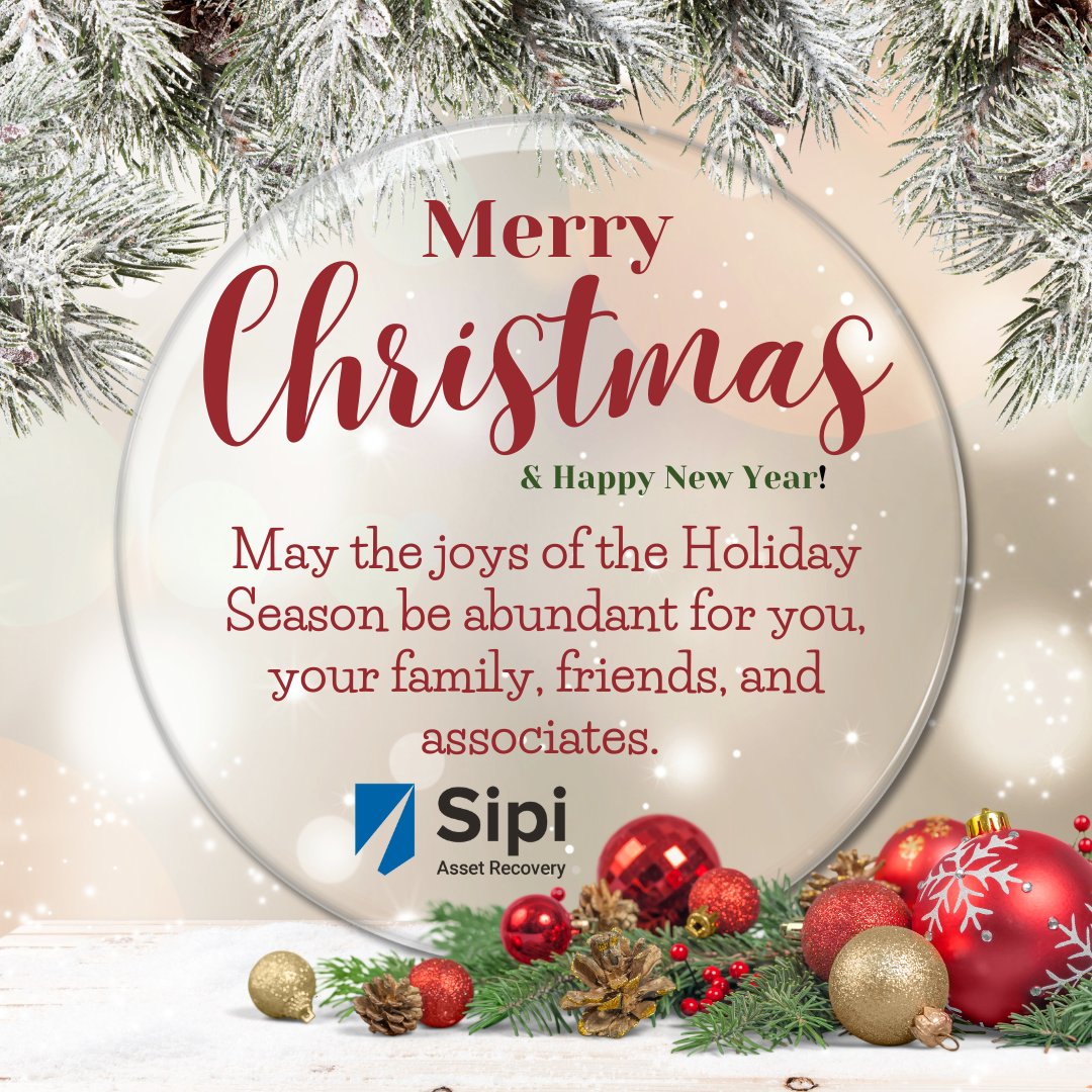 Sipi_AR's tweet photo. From all of us at Sipi Asset Recovery, we wish you a very Merry Christmas, Happy Holidays, and a safe, joyous, and prosperous New Year!   
https://t.co/szlyyWkffh https://t.co/SSfziPWN5d