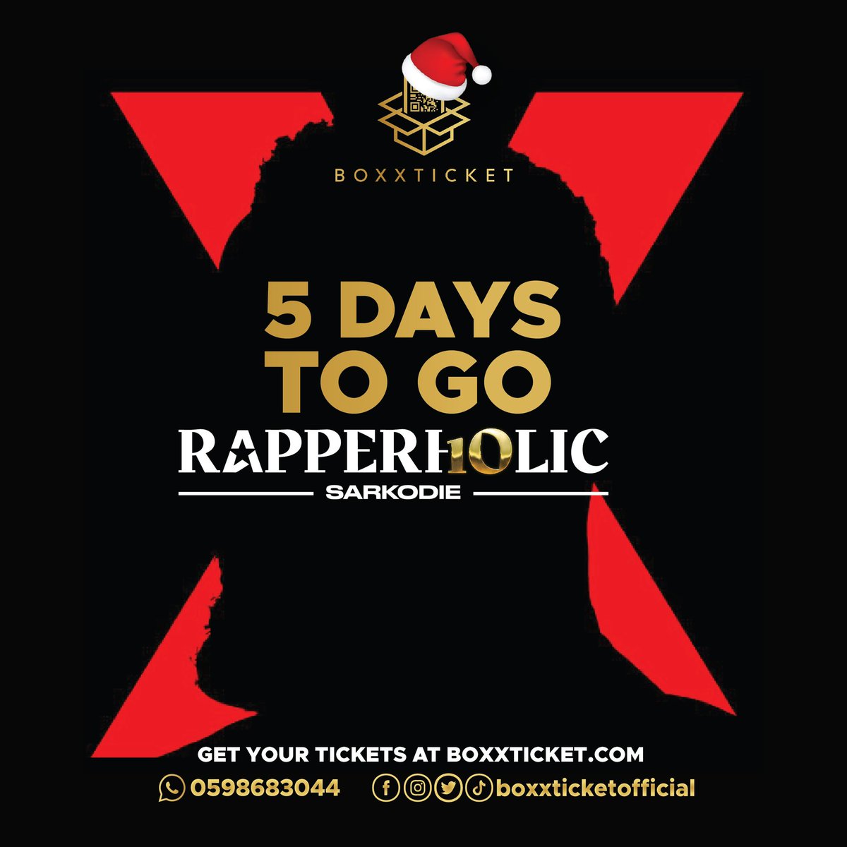 boxxticketoffi1's tweet photo. 5 days more to the Rapperholic X concert….Do you have your tickets yet?
Visit https://t.co/CUMAI2ZFom to grab yours now!!
#boxxticket #sarkodie #JAMZALBUM #rapperholicX #trending #ghana #tuesdayvibe #EVENT #ticketing . https://t.co/1pPbnPoaEI