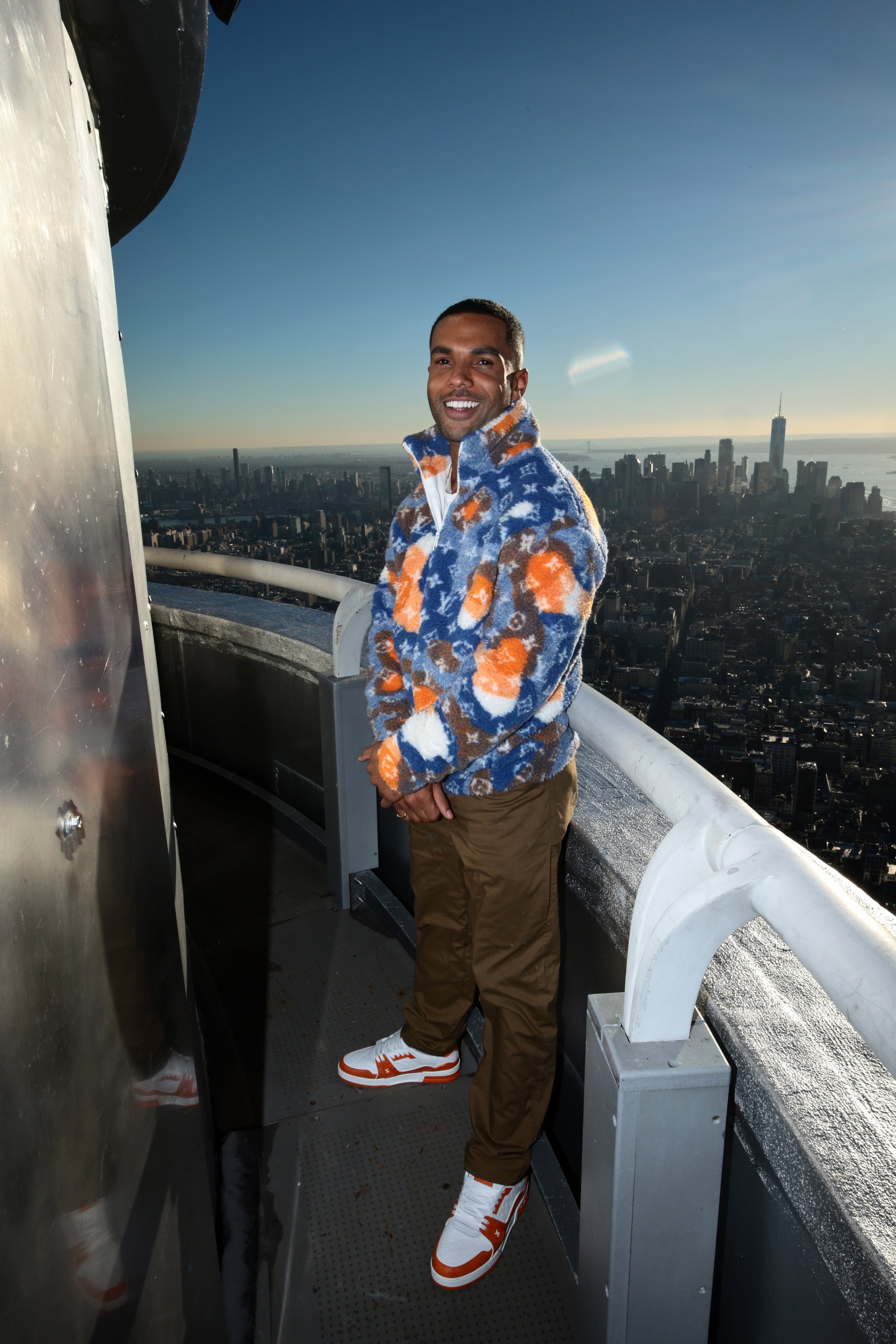 Louis Vuitton on X: .@ItsLucien in #LouisVuitton. The “Emily in Paris”  actor wore a Monogram fleece jacket paired with LV Trainers on the show's  press tour in New York.  / X