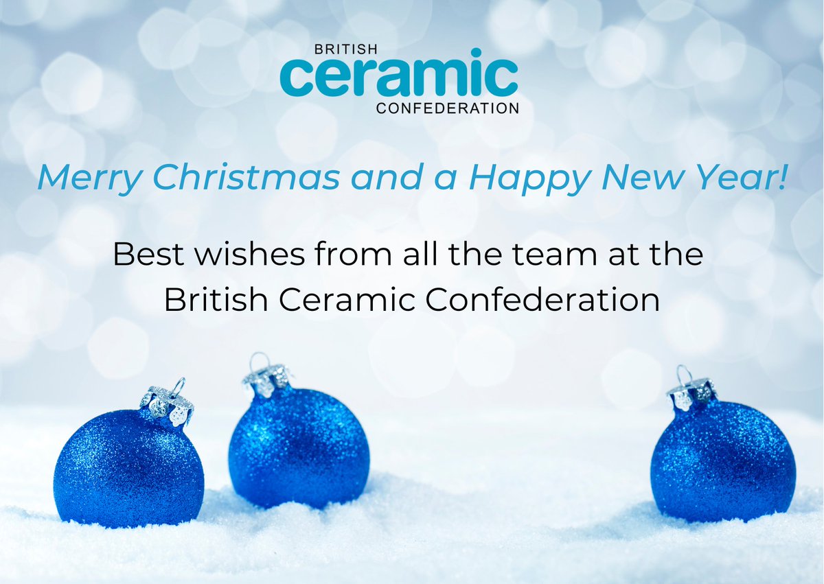 All the team at the British Ceramic Confederation would like to wish you peace, joy and happiness for the Christmas season and throughout the coming year.

BCC will close for the Christmas holidays on Friday, 23 December, reopening on Tuesday, 3 January.

#UKceramics #ceramics
