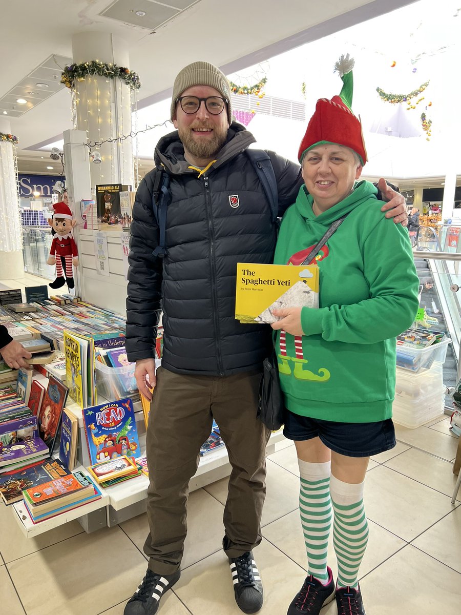 books_4_causes's tweet photo. Had a lovely visit from @Pete_Hyena at our Book Stall. Childrenโs Book elf Katie loves his book. It is so happy & much loved by our primary school children & food bank clients. Universal message of friendship & love, overcoming & eating spaghetti ๐ #supportselfpublished https://t.co/UnYZrUN9vj