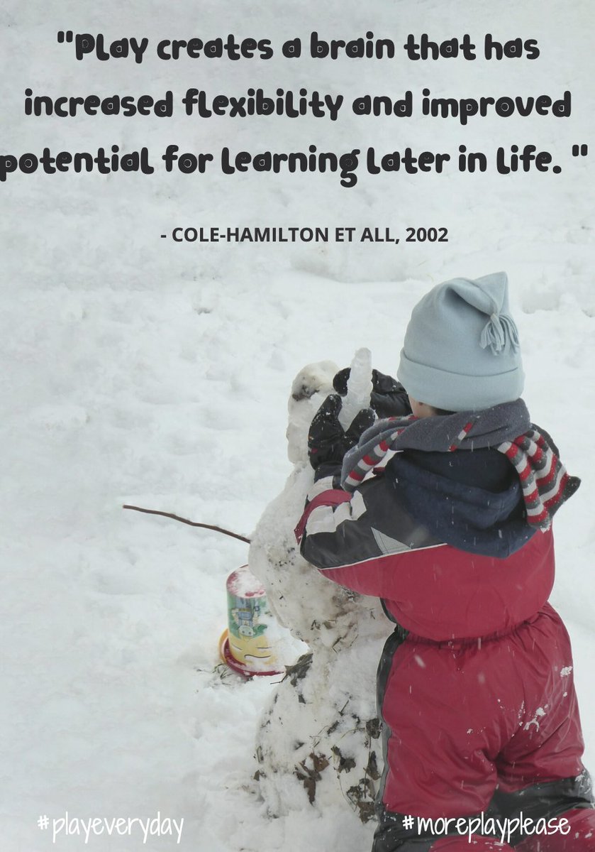 PlayScotland's tweet image. 🎆✨❄️Make the most of the winter weather and #PlayEveryday in the snow and ice! 👉playscotland.org/resources/snow…

"Play creates a brain that has increased flexibility and improved potential for learning later in life." - Cole-Hamilton et all, 2002) #PlayIntoWinter #PlayEveryday