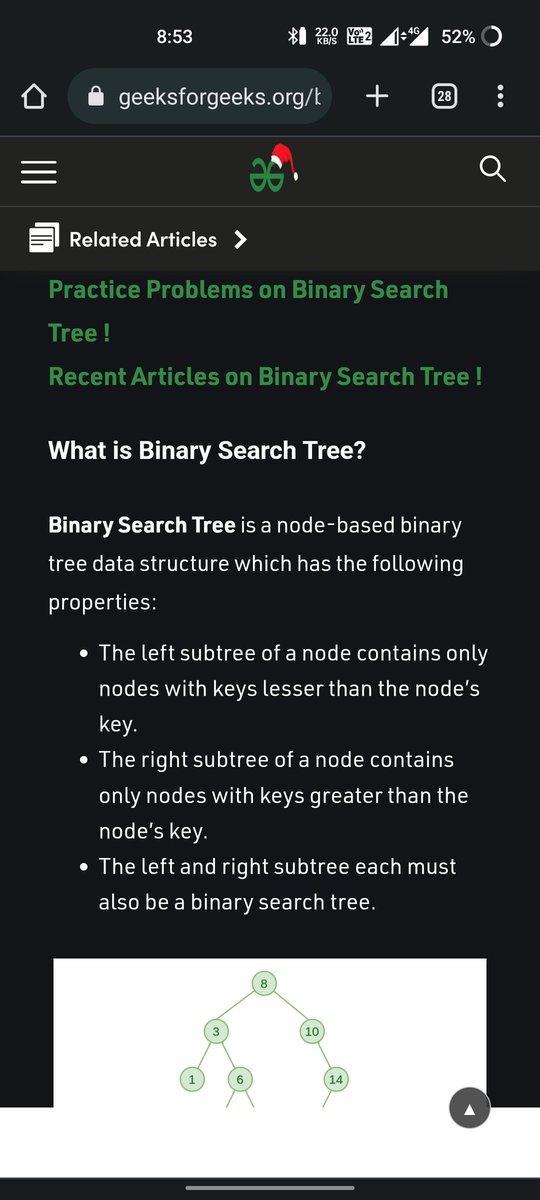 vedantg_467's tweet photo. #Day20 of #dsaindecember 
Today I learnt about Binary search tree🔥💯
@GDSC_DYPCOE 
@acmdypiemr 
@geeksforgeeks https://t.co/lnP0hxbnsu