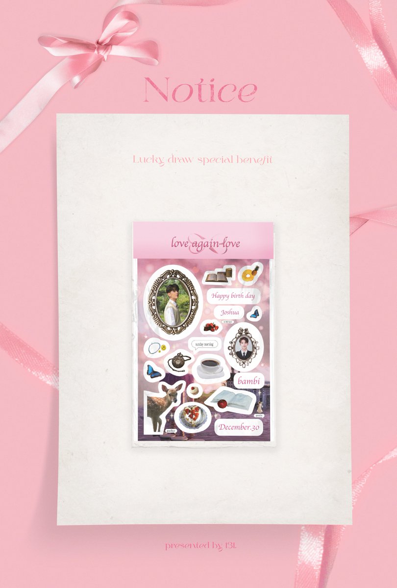 🎀
𝐇𝐚𝐩𝐩𝐢𝐥𝐲 𝐞𝐯𝐞𝐫 𝐚𝐟𝐭𝐞𝐫 luckydraw &amp; special benefit

자세한 내용은 첨부된 이미지를 참고해 주세요.
*하단 이미지는 단순 예시입니다. 

#조슈아 #JOSHUA #세븐틴
#Happily_ever_josh #언제까지나_행복할_나의_겨울