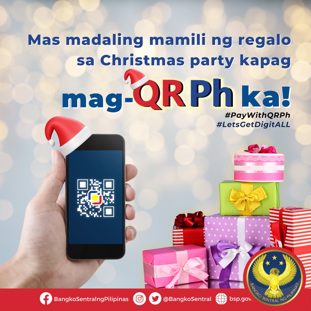 BangkoSentral's tweet image. Bibili ng regalo pang-exchange gift?

Magbayad gamit ang QR Ph!

Interoperable ang QR Ph, kaya kahit magkaiba ang bangko o e-money issuer ng customer at tindahan, madali lang ang pagbabayad!

#PayWithQRPh
#LetsGetDigitAll
#BSP