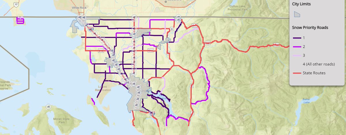 WhatcomCoPWA's tweet photo. It’s a ‘don’t go out unless you have to’ type of day. We have crews working around the clock, but ongoing snowfall makes travel conditions difficult! Please be extra cautious while driving and give plows plenty of room. 

View snow priority routes here: https://t.co/oVBaLFyg2l https://t.co/o4GW9h2p44