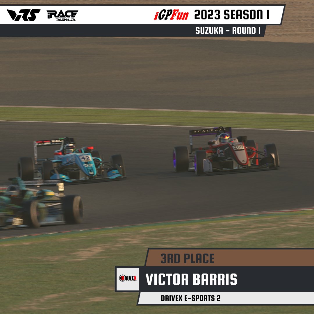 Finally it was @BarrisVictor claiming the final podium spot, the 4th in his career but the first in 65 (!) races. The <a href="/DrivexeSports/">DRIVEX eSports</a> driver last claimed a podium finish in summer 2021 at Phillip Island.
