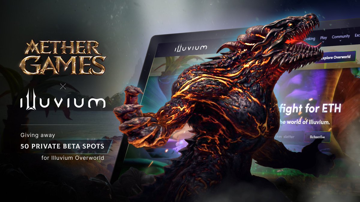 New Partnership with <a href="/illuviumio/">Illuvium</a>🔥
In light of this new partnership, we'll be giving away 50 Private Beta codes to Illuvium Overworld!
Enter Giveaway:
✔️ Follow <a href="/illuviumio/">Illuvium</a> &amp; <a href="/AetherGamesInc/">Aether Games</a> 
✔️ Retweet &amp; Like this Tweet
✔️ Retweet: x.com/illuviumio/sta…
#illuvium #CoE #GoE