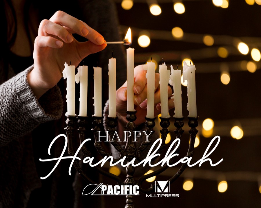 pacpress1945's tweet photo. Happy Hanukkah from all of us at Pacific Press/MULTIPRESS! Wishing you love &amp; light this holiday season. #happyhanukkah #pacificpresstechnologies #multipress https://t.co/fDv3hnJYT6