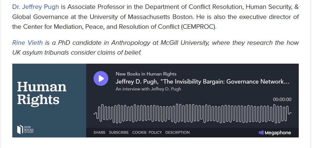 Check out this podcast interview on the <a href="/NewBooksNetwork/">New Books Network (@newbooksnetwork.bsky.social)</a>. <a href="/McCormackGrad/">McCormack Graduate School</a> prof and Co-Principal Investigator <a href="/IVPARC1/">IVPARC</a>, <a href="/jpugh00/">Jeff Pugh</a>, discusses the invisibility bargain concept from his book through which he analyzes the Colombian migrants in Ecuador. LINK newbooksnetwork.com/the-invisibili…