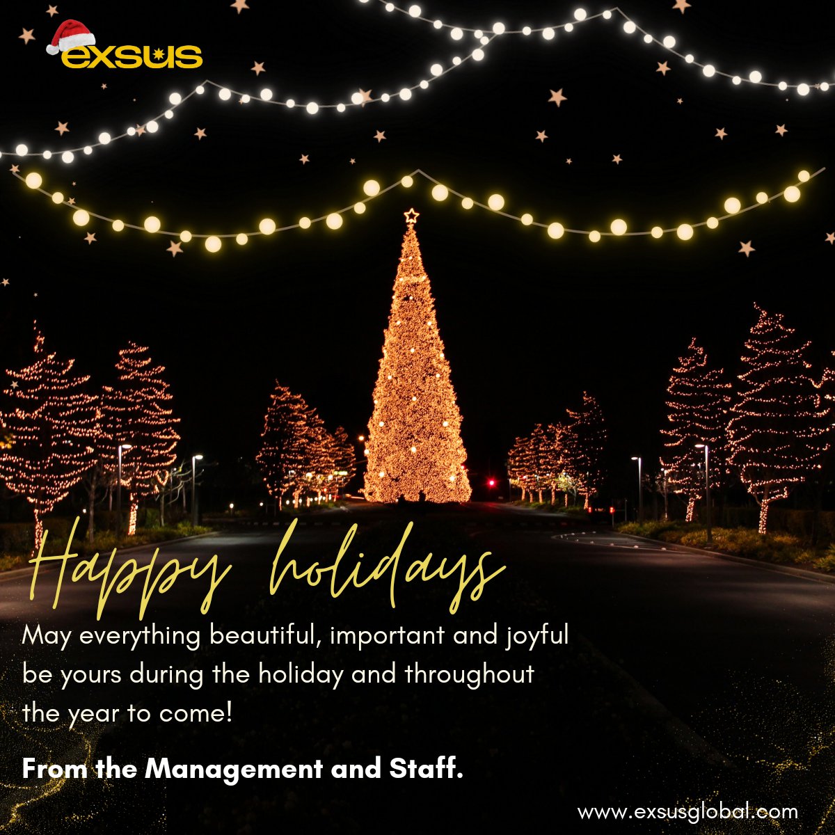 Exsushq's tweet photo. Happy holidays from the management and staff.
#SeasonsGreetings #holiday #Exsus https://t.co/JnQbT2Ikii