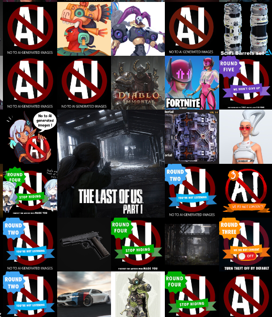 Come on @ArtStationHQ management, you can do better. Your community is your main asset, not their artwork. Supporting the #noAI protests. artstation.com