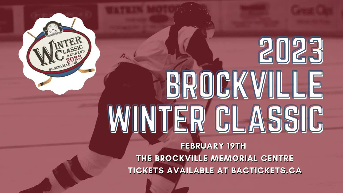 #Tickets to see the 2023 #BROCKVILLE WINTER CLASSIC are available NOW. 

Follow the link for more details or to grab yours: buff.ly/3YFO0pS 🎟
Official event site: buff.ly/3FKPPZV 

#hockey #NHL #TorontoMapleLeafs #exploreBrockville #visitBrockville