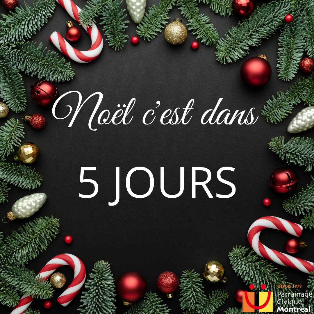 L’attente approche à sa fin! Il ne reste plus que 5 jours avant Noël!
Quelques jours avant de de se réveiller pour voir si le Père Noël est passé.

#pcm #parrainageciviquemontreal #montreal  #inclusion #animation #brindejasette #sport #letstalk #fun #havefun #holidays #christmas