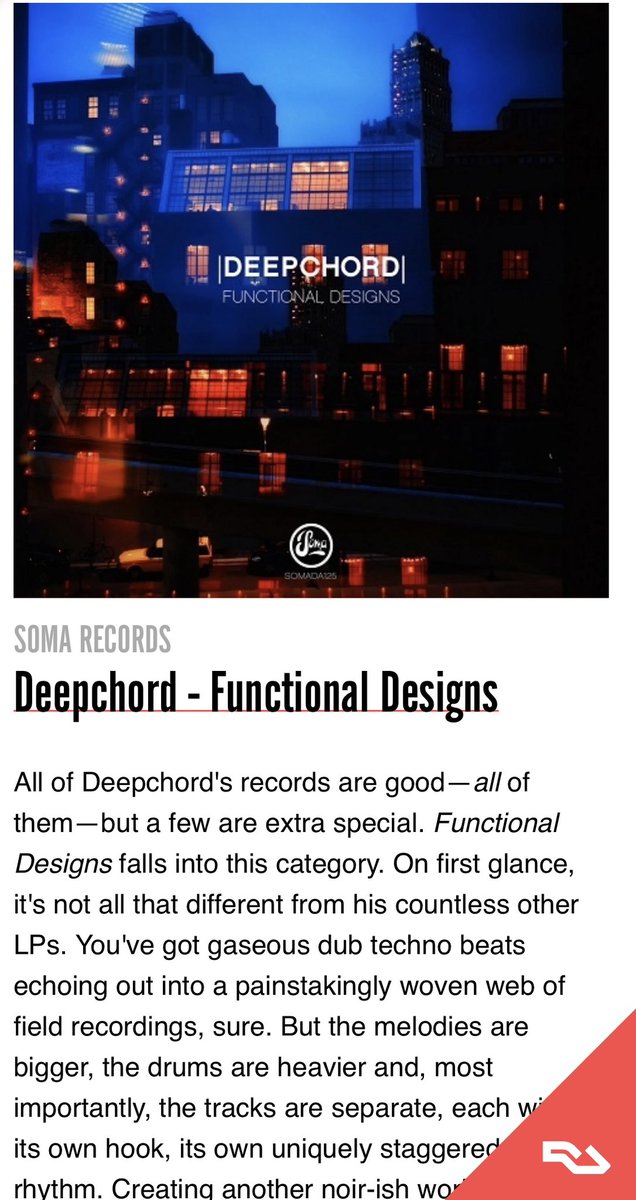 SomaRecords's tweet photo. Huge thanks to @residentadvisor for including Deepchord’s ‘Functional Designs’ in their Best Albums of 2022 🌃✨ 

📰 Head over to RA to read the full feature 

#Deepchord #residentadvisor #technomusic https://t.co/aDVSAeVw02