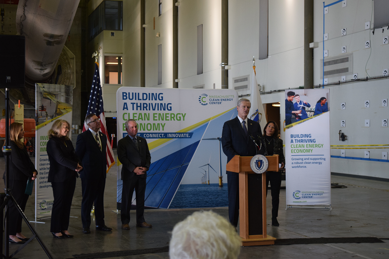 Today at MassCEC's Wind Technology Testing Center, @MassGovernor announced $180M in #offshorewind ports + infrastructure investment. This funding will expand + develop our ports, create jobs + catalyze economic activity in @NewBedford_MA, @CityofSalemMA + Somerset. #cleanenergy