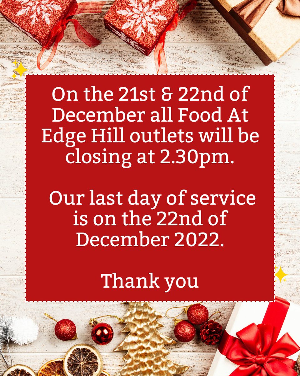 foodedgehill's tweet photo. Updates to services this week! #myehu #christmas #edgehill #foodatedgehill https://t.co/dHpNJovdvP