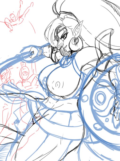 ご依頼絵、前に上げたラフ没にして一から描き直しています。 