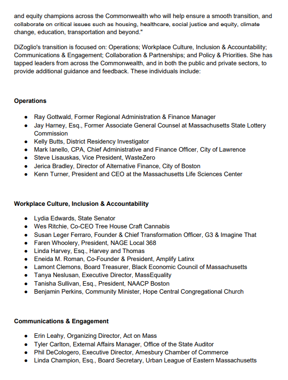 DianaDiZoglio's tweet image. Excited to announce our transition team today! Thank you to this amazing team for volunteering to serve! #mapoli