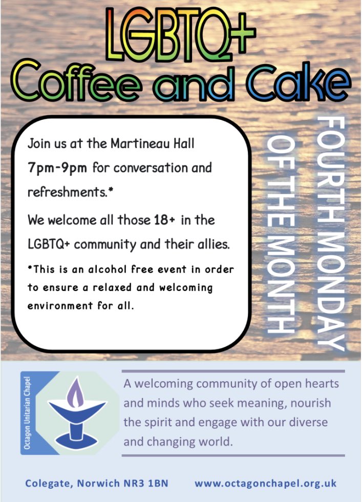 Christmas Day service and Boxing Day #LGBTQ+ coffee and cake. We hope to see you there. #Sunday #christmasnorwich #unitarian 
<a href="/NorwichPride/">Norwich Pride 🌈🏳️‍🌈🏳️‍⚧️</a>