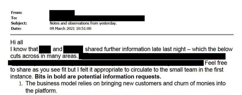 Zidave1's tweet photo. On 9th March 2021 @GamRegGB email stated that "the #footballindex business model relies on bringing new customers and churn of monies into the platform" but it wasn't a ponzi?!?! https://t.co/MLV1GxKnsM