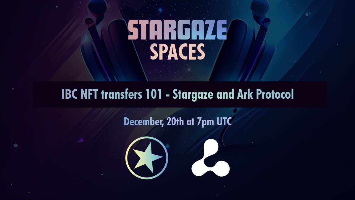 StargazeZone's tweet image. Curious about IBC NFT transfers?
Tune in later today for our chat with @arkprotocol.

$STARS