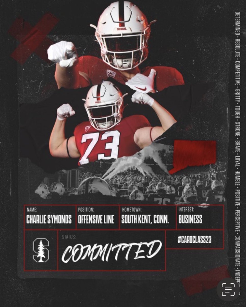 COMMITTED. 🌲🌲🌲 #cardclass23 @AdamsOnTheFarm @TroyTaylorStanU @StanfordFball @TaftFootballCT