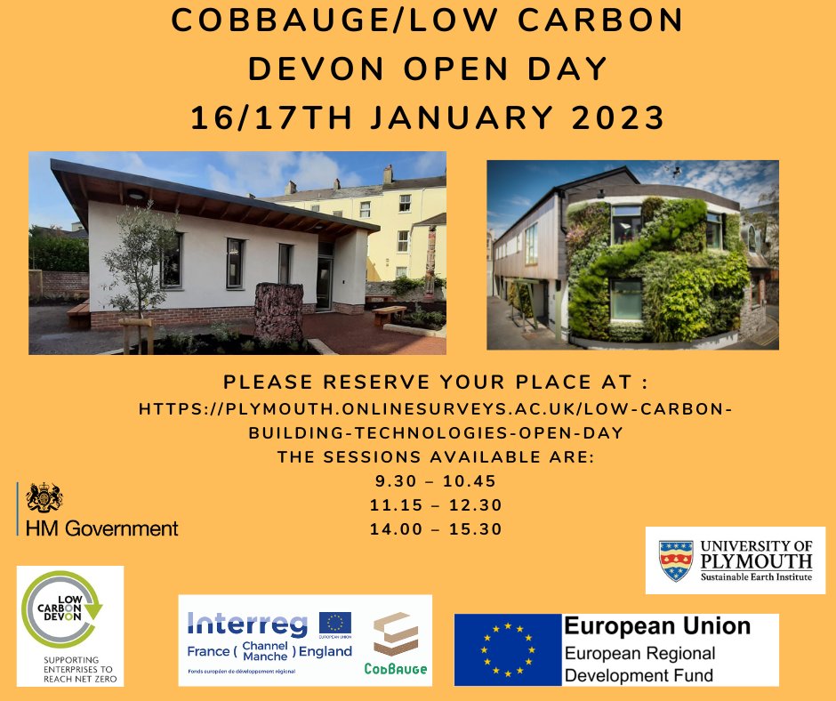 hudsonarch's tweet photo. The @CobBaugeProject, in association with Low Carbon Devon, are holding another long-awaited Open Day at the CobBauge building located on the @PlymUni Campus.
Please register via the link https://t.co/MZRqVYgnHs
#cobbauge #cobconstruction #sustainability https://t.co/9Pib15GnI8