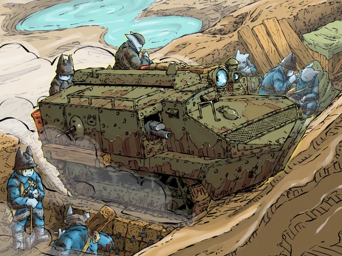 #作品を載せて自分の作品を知ってもらおうネコの兵士と昔の兵器を趣味で駄々等に書いてます良けれ見て行って下さいまし 