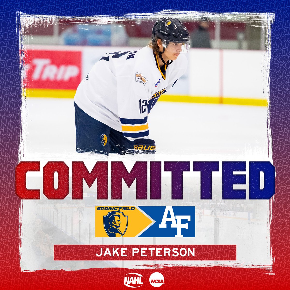 NAHLHockey's tweet photo. #NAHL Commitment Alert: @Jr_Blues defenseman Jake Peterson has committed to play NCAA Division I @collegehockey for @AF_HKY in @Atlantic_Hockey https://t.co/iR8Re37kF6 https://t.co/IozDT8jBYc