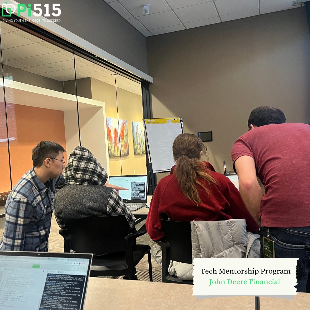 Pi515_IA's tweet photo. Last week we wrapped up our Tech Mentorship Program for the semester at @JohnDeere Wishing all of our students a safe and happy winter break! ❄️⛄️💚

#PursueInnovation #IowaSTEM #IowaTech #Pi515 #JohnDeere #YouthInnovation #Community https://t.co/Dz05JU81y2