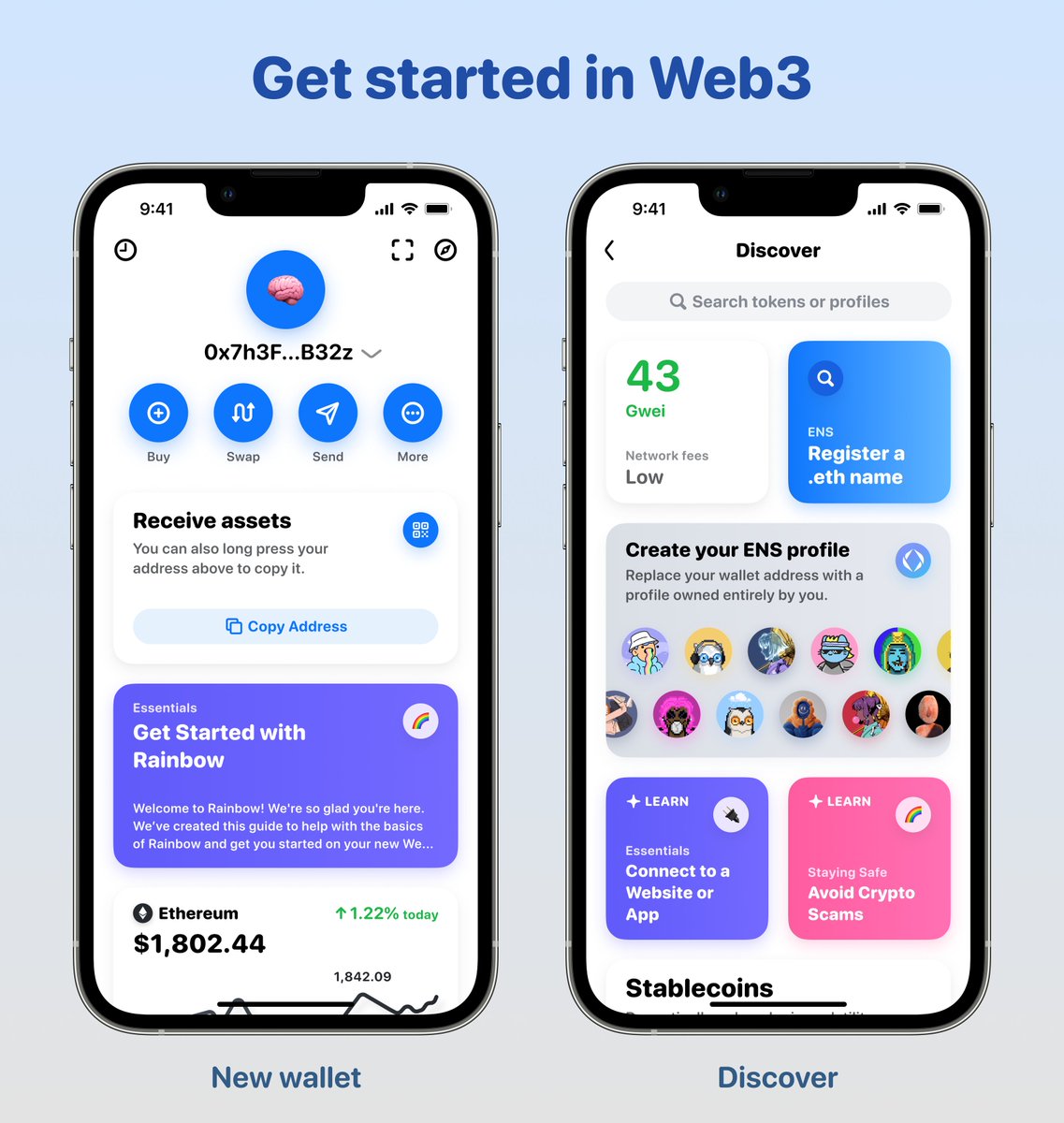 rainbowdotme's tweet photo. Rainbow makes it easier than ever for anyone to get started in Web3 🌈 https://t.co/W6oSHtFtgL