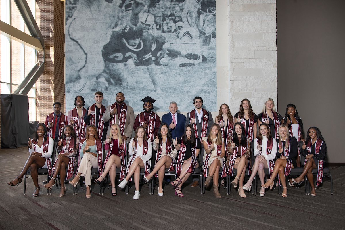 AggieAthletes's tweet image. We are so proud of our #AggieAthletes who celebrated their graduation last Thursday. Our graduation celebration was a special time for our Student-Athletes to gather with their friends and family and celebrate all they have accomplished academically and athletically. #tamugrad