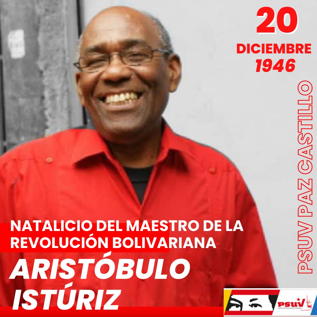 PsuvPazCastill0's tweet photo. Toda la militancia del @PartidoPSUV del municipio Paz Castillo del estado #Miranda conmemora el natalicio del Maestro de la Revolución Bolivariana Aristóbulo Istúriz.
#QueVivaLaPatria 
#FreeAlexSaabNow 
@NicolasMaduro @HectoRodriguez @jorgerpsuv @GreciaJPSUV @dcabellor https://t.co/YukUB1QjNg