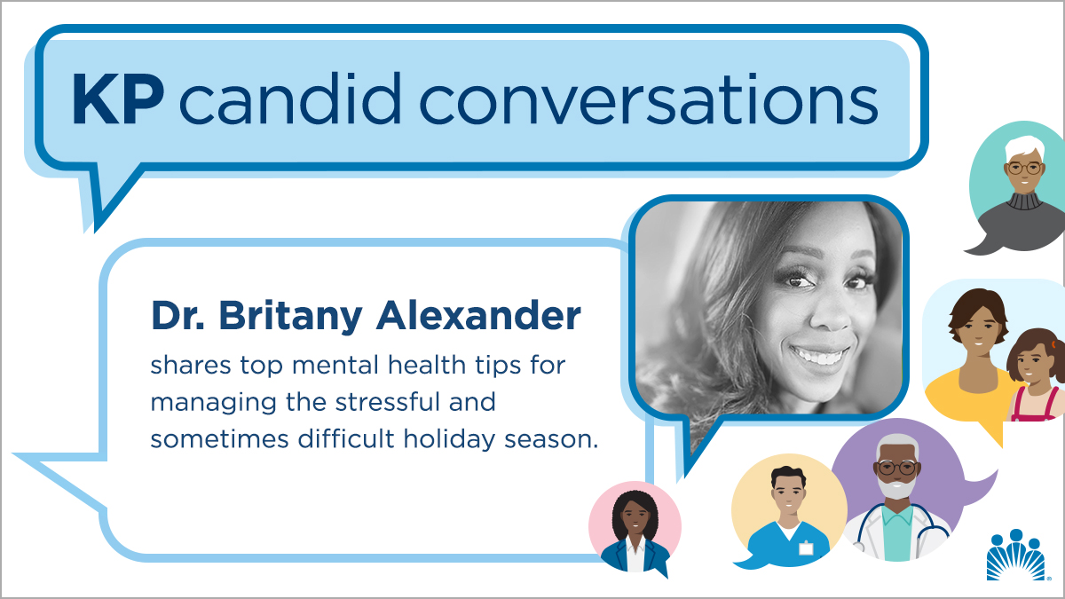 The holidays aren't always jolly — you may feel stressed or overwhelmed. @KPPanoramaCity Psychiatrist Dr. Britany Alexander shares advice for managing your mental health during the holidays: youtu.be/OIYHVKklm8A
#KPCandidConversation #MentalHealthMatters @PermanenteDocs