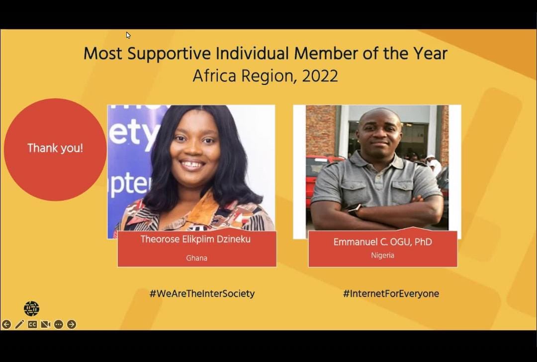 TDzineku's tweet photo. Another win for the continent. Thank you @ISOC_Foundation and a big congratulations to @Edinam233 @amdaceo and @Noha0182 https://t.co/MH140w9zJI