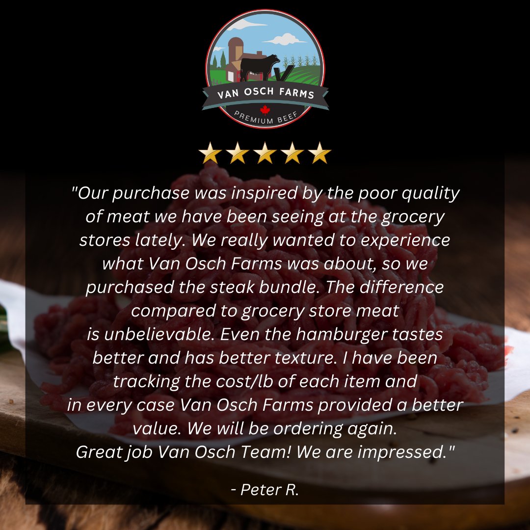 VanFarms's tweet image. Thanks for the great feedback! Everyone is feeling the crunch at the grocery. Our beef definitely checks the boxes of great value and the highest quality. #vanoschfarms #qualitybeef #ontariobeef #sustainablefood