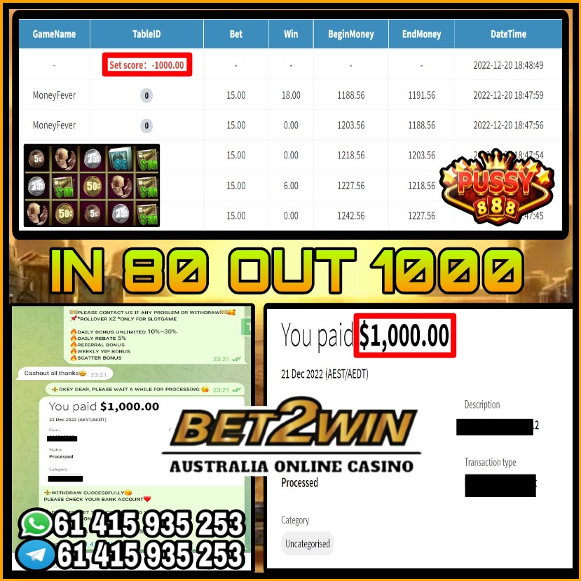 2win_bet's tweet photo. ⚜️Bet2Win Aus Online Casino⚜️

🔮Game Menu
:PUSSY888~ MONEY FEVER
 IN
:$80
Withdraw
:$1000

Welcome Bonus 100%
Daily Bonus Unlimited 10%~30%

Contact us
:https://t.co/TkZPYlGiAc

#Australia #Australian #GamblingTwitter #onlinecasino #onlinepoker https://t.co/EoMPref4Rk
