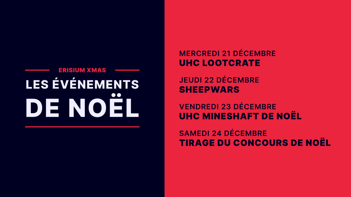 Erisium's tweet photo. 🎄 NOEL EST DE RETOUR SUR ERISIUM 🎄

Pour l'occasion, découvrez nos événements avec l'esprit de noël à vos côtés ! ✨ https://t.co/LAAplWe5ZV