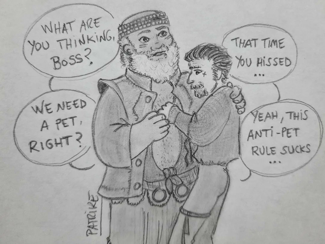 Patrike_cj's tweet photo. I love them so much! I think Fang can be a good influence on Izzy, he needs a lot of love and a comforting bear hug 🐻
#OurFlagMeansDeath #ofmdfang #ofmdizzy #fang #izzyhands #ofmd https://t.co/XH2xsML3qA