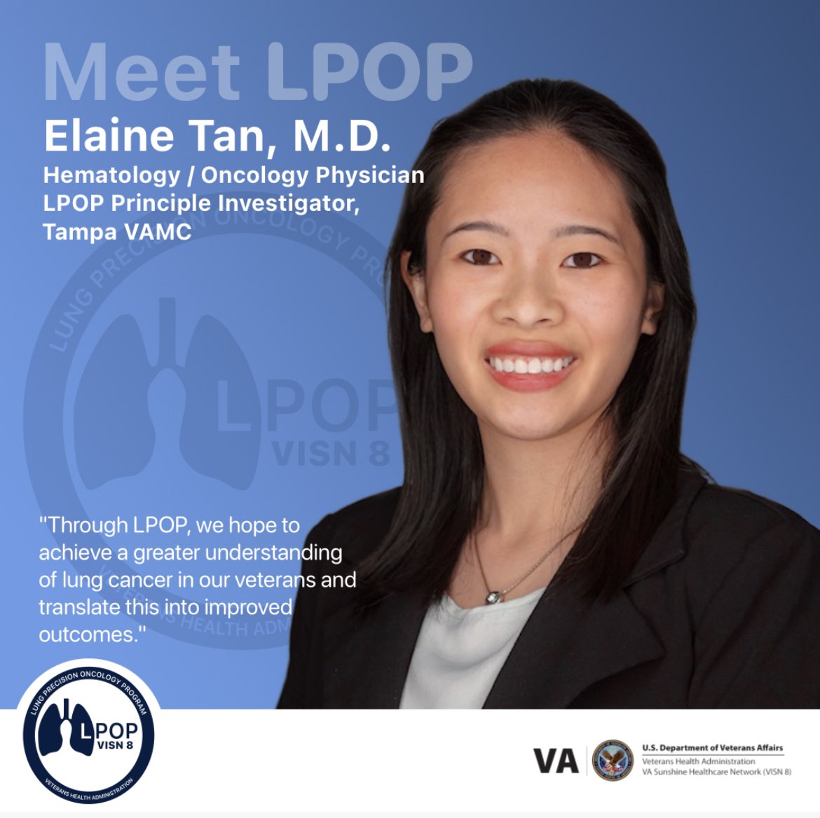 VISN8LPOP's tweet photo. Meet Dr Elaine Tan !  New PI for LPOP at Tampa VAMC #LPOP #visn8lpop #lungcancer #lungcancerscreening #Lungcancerscreeningsaveslives https://t.co/gXgUBIT0Im