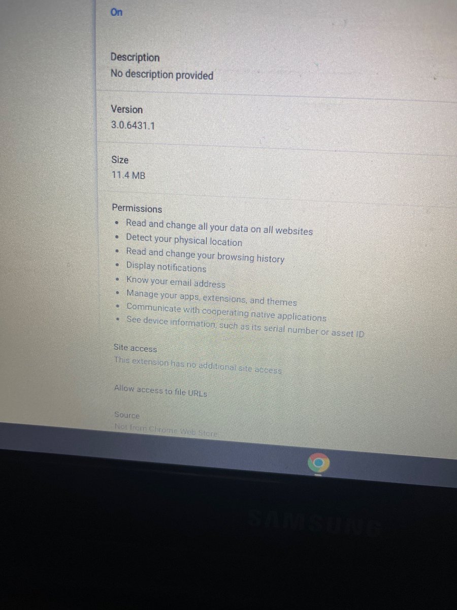 AceOfficial07's tweet photo. @goguardian is a spyware. it is not a school/family restriction extension it’s a spyware and I have proofs:
After looking at them it can: Track your device, manage your extensions and email, and look at the asset ID of device. Again it’s a Spyware https://t.co/XujQw7nK6B
