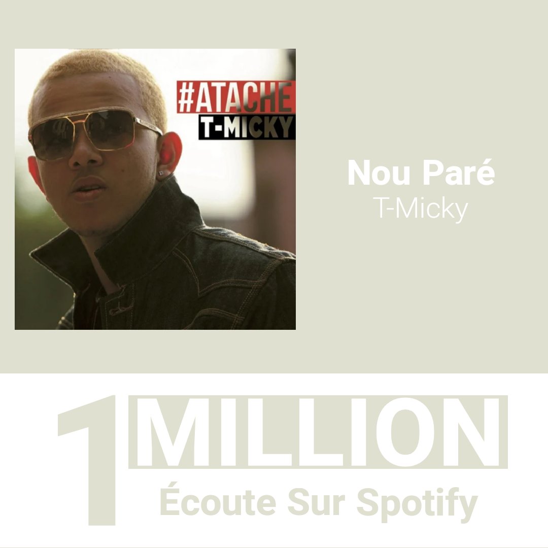 globht's tweet photo. Le Titre “Nou Paré” de T-Micky (@dromartelly )dans l'album “#Ataché ” Vient de dépassé la barre de un million d'écoute sur Spotify
#tmicky #dromartelly #noupare #atache https://t.co/nTuI4OdUCZ