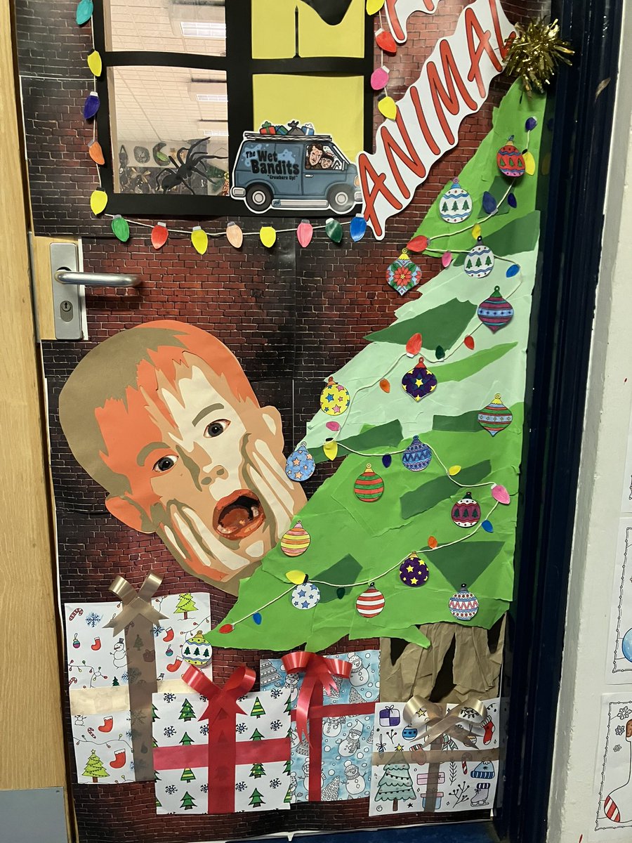 Ms Wright &amp; Mrs Roseweir managed to get C8 Art door finished just in time for the Christmas door competition <a href="/Linlithgow_Acad/">Linlithgow Academy</a> , with some student help too! Merry Christmas Ya Filthy Animal 🎄🎅🏽☃️
