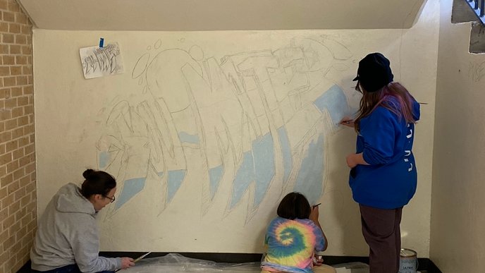 Afterschool Art Club  <a href="/LivelyFalcons/">Lively Falcons</a> #SchoolMurals are cool murals