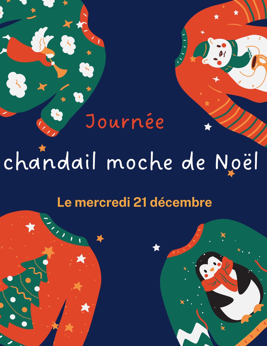 Demain c’est journée chandail moche de Noël… et notre récompense SCP, cache-cache dans l’école ! #noel #journeetheme  #chandailmochedenoel #chandaillaiddenoel #uglychristmassweater #SCP #cachecache #recompensescp