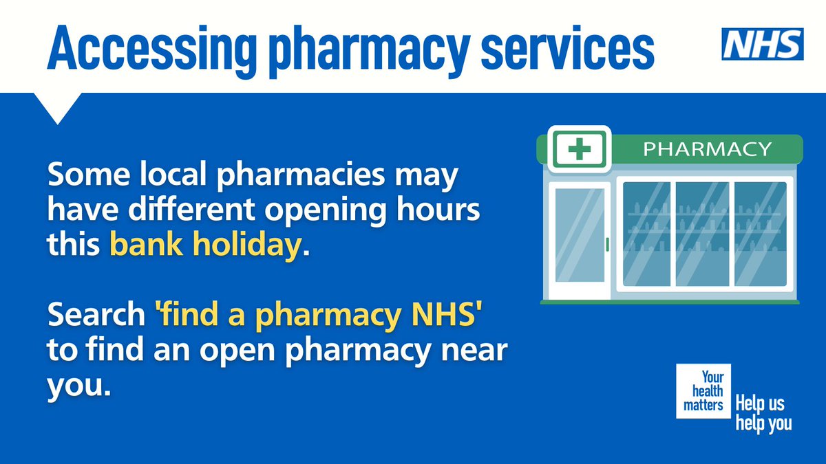 NHS BOB ICB on Twitter "A list of local pharmacies open over the bank