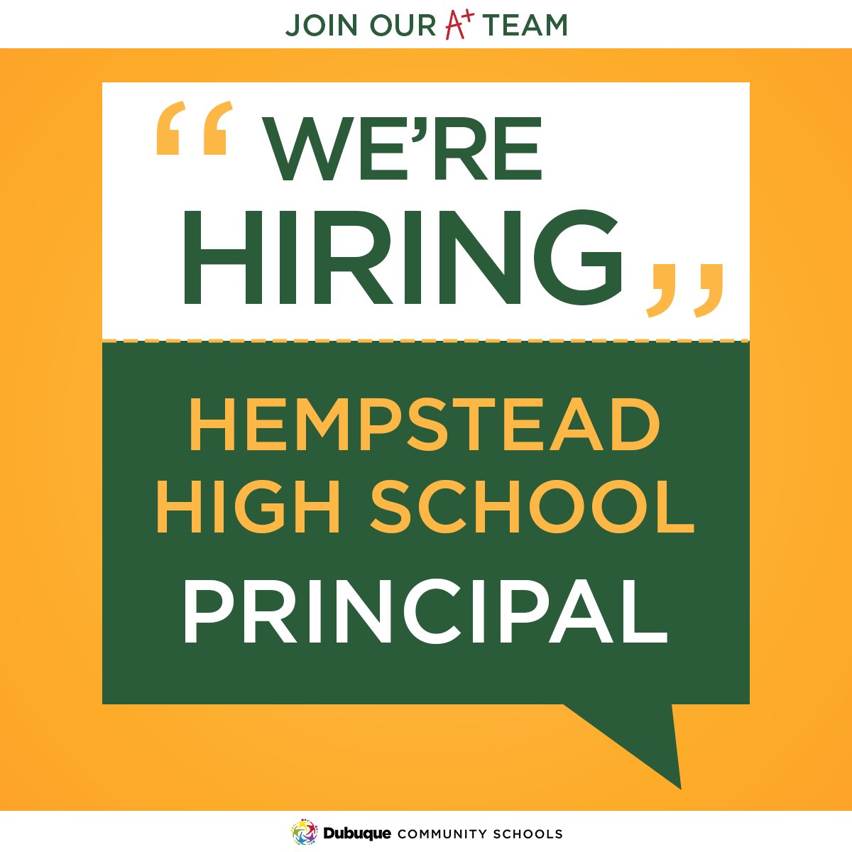 dbqschools's tweet photo. 𝗝𝗢𝗜𝗡 𝗢𝗨𝗥 𝗔+ 𝗧𝗘𝗔𝗠! We are looking for a principal to lead our staff at @HempsteadDBQ. 𝗔𝗣𝗣𝗟𝗬 𝗧𝗢𝗗𝗔𝗬 at https://t.co/MF3wQMGfz7. https://t.co/dab68lawUv