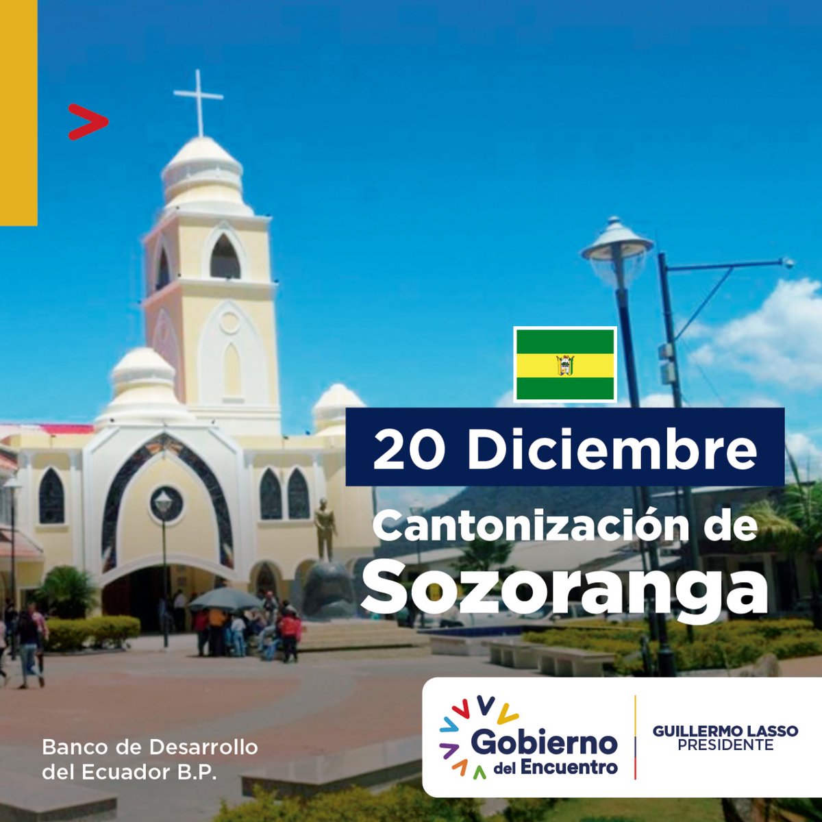 BDEcuadorBP's tweet photo. 🎊¡Viva Sozoranga! 
Extendemos un saludo fraterno en celebración de sus 47 años de cantonización, auguramos éxito y progreso para su población. https://t.co/oHPrz08Fcn