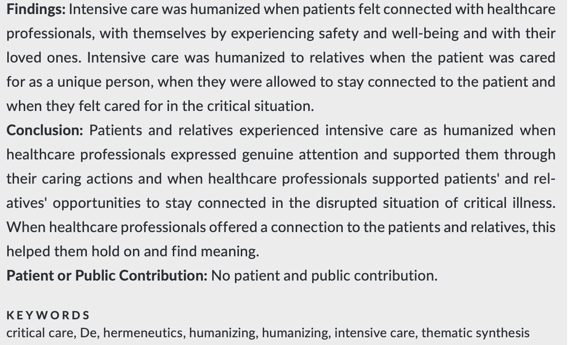 IC_nurse's tweet photo. What a great piece of research by @AnneHoejager et al.,  High quality experiences for patients and relatives also leads to positive outcomes for staff IMO. https://t.co/hWk5kaRx0b